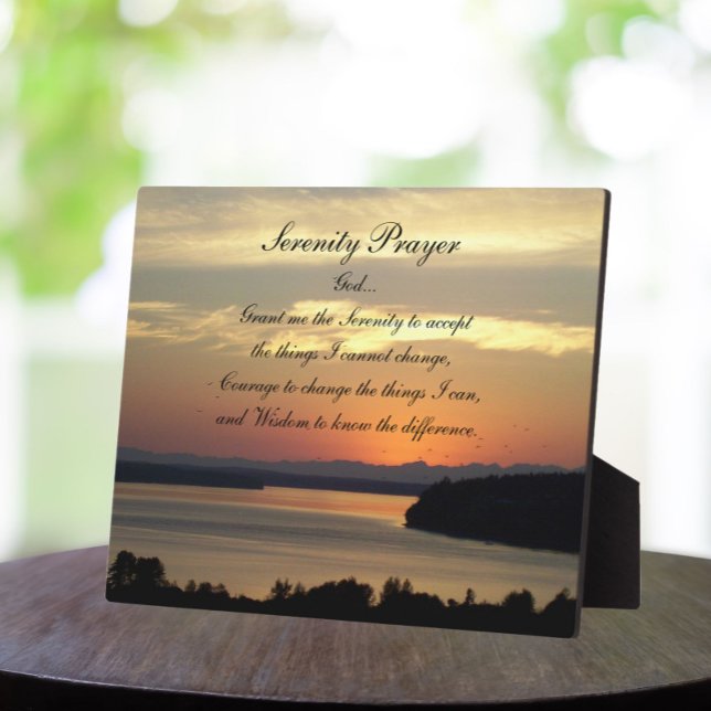 Serenity Prayer Orange Seascape Sunset Fotoplatte (In Situ)