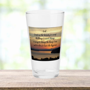 Serenity Prayer Orange Seascape Sunset Glas