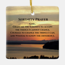 Serenity Prayer Orange Seascape Sunset Keramikornament