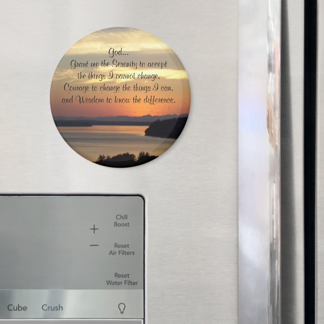 Serenity Prayer Orange Seascape Sunset Magnet (In Situ (Kühlschrank))