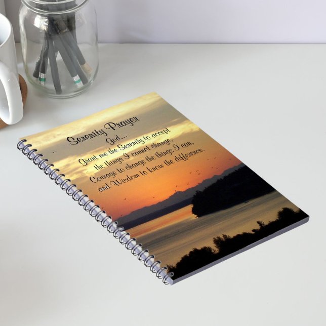 Serenity Prayer Orange Seascape Sunset Notizblock (In Situ)
