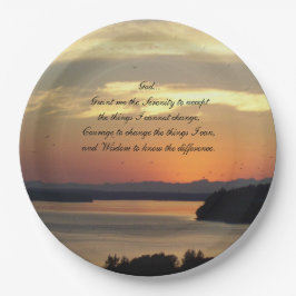 Serenity Prayer Orange Seascape Sunset Pappteller