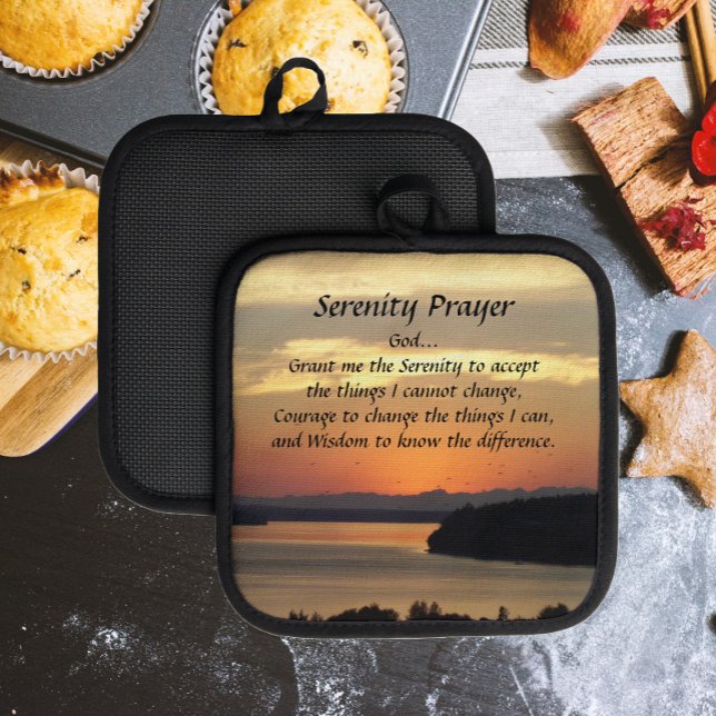 Serenity Prayer Orange Seascape Sunset Topflappen (In Situ)