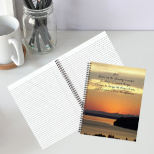 Serenity Prayer Orange Seelandschaft Sonnenunterga Notizbuch