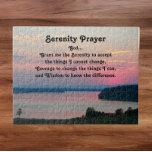 Serenity Prayer Pink Seascape Sunset<br><div class="desc">Das Puzzle Jigsaw zeigt das landschaftliche Foto eines farbenfrohen,  rosa und saisonalen Sonnenuntergangs,  zusammen mit den inspirierenden Worten des Serenity-Gebet. Spaß für die ganze Familie! Eine perfekte Größe für Montage und Framing.</div>