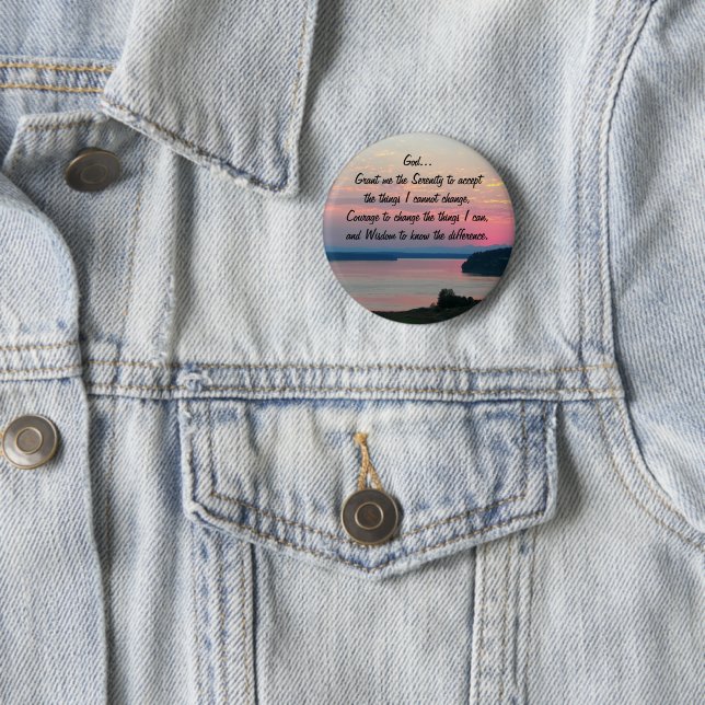 Serenity Prayer Pink Seascape Sunset Button (Beispiel)