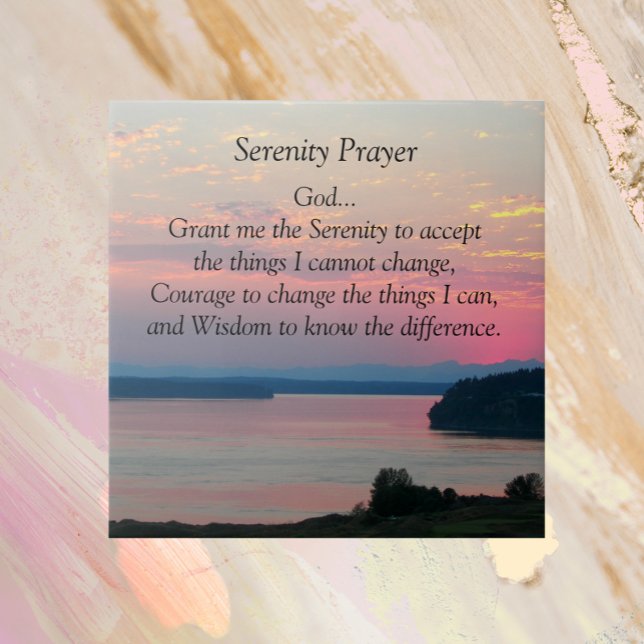 Serenity Prayer Pink Seascape Sunset Fliese (In Situ)