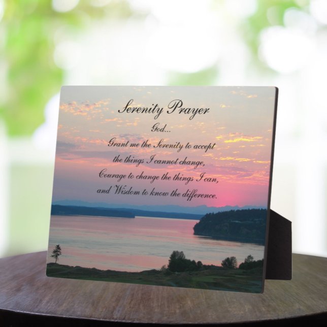 Serenity Prayer Pink Seascape Sunset Foto Fotoplatte (In Situ)