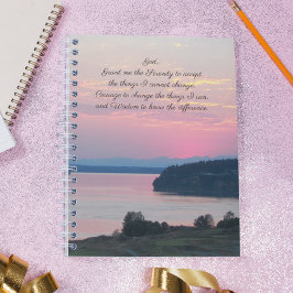 Serenity Prayer Pink Seascape Sunset Foto Notizbuch