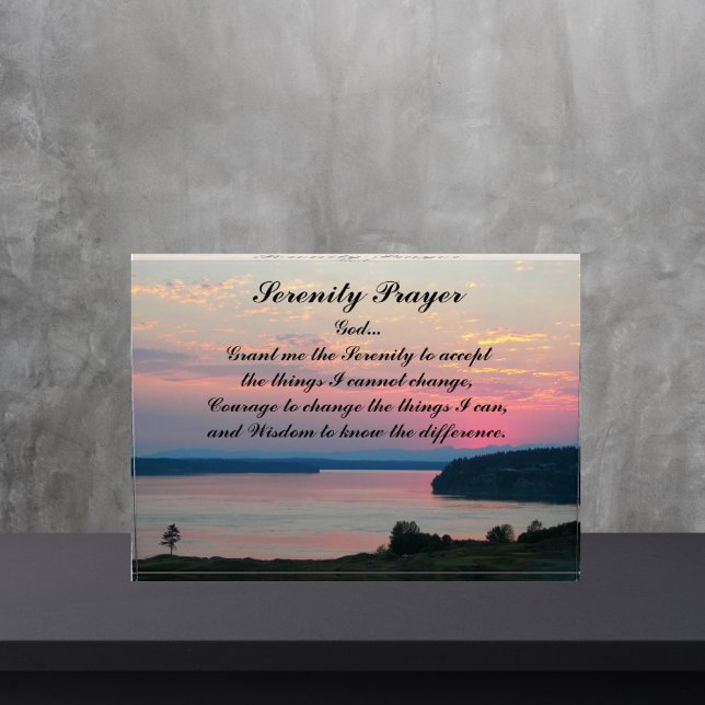 Serenity Prayer Pink Seascape Sunset Fotoblock (In Situ)