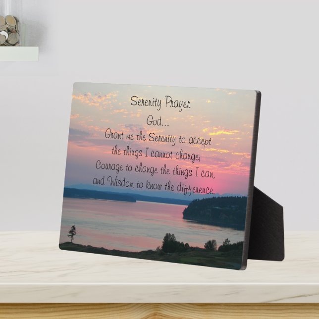 Serenity Prayer Pink Seascape Sunset Fotoplatte (In Situ)