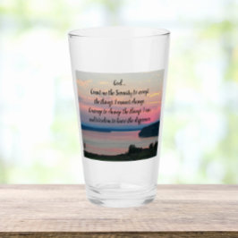 Serenity Prayer Pink Seascape Sunset Glas
