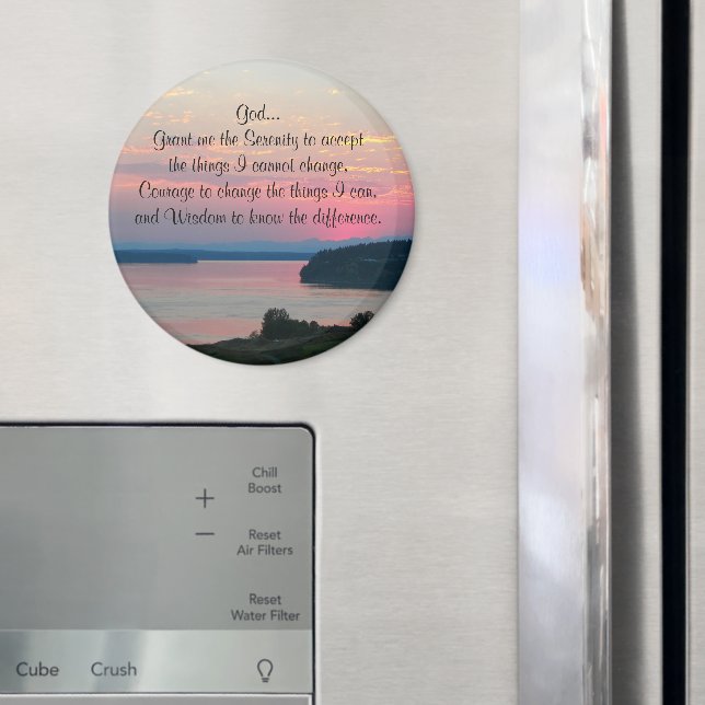 Serenity Prayer Pink Seascape Sunset Magnet (In Situ (Kühlschrank))