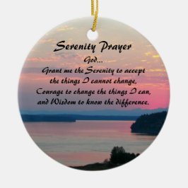 Serenity Prayer Pink Seascape Sunset Photo Keramik Ornament