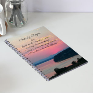 Serenity Prayer Pink Seascape Sunset Photo Notizblock