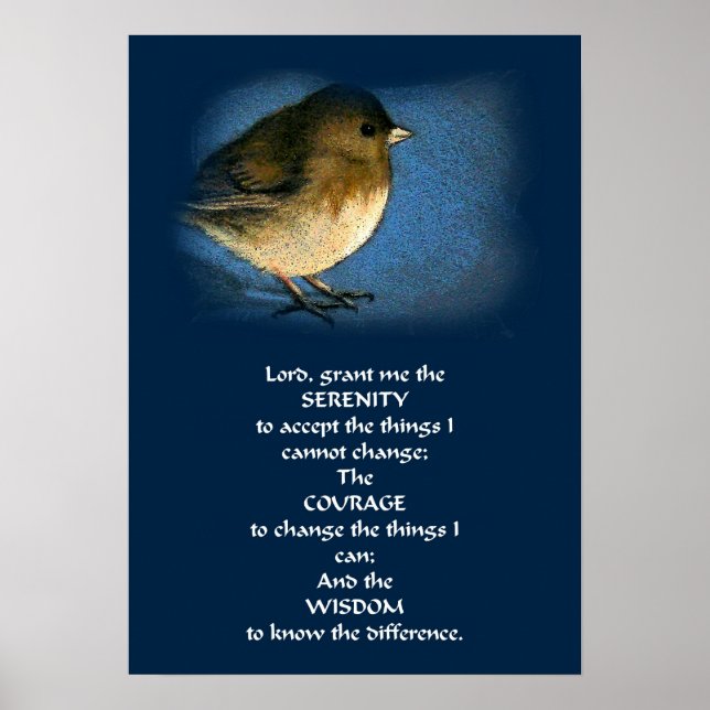 SERENITY PRAYER POSTER AVEC OISEAU (Devant)