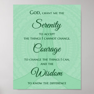 Serenity Prayer Print - Shades of Green Poster