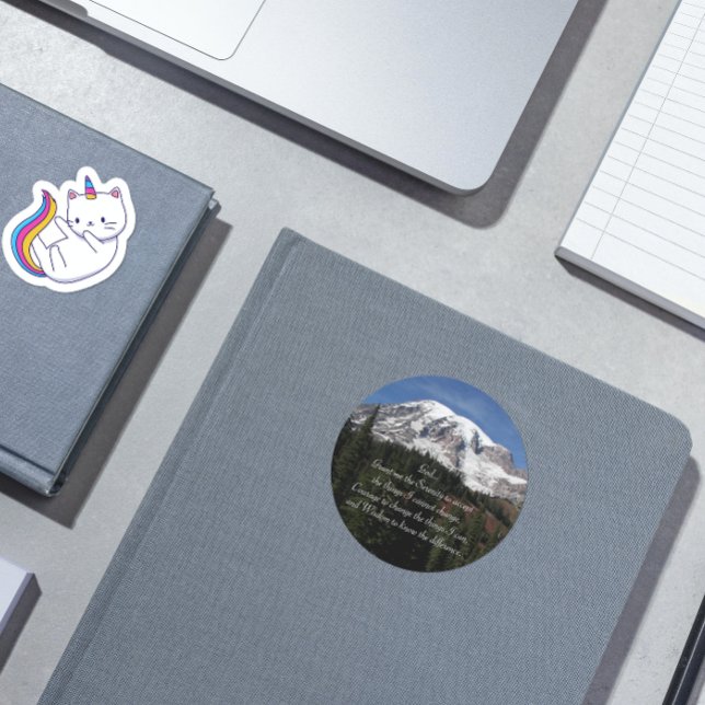 Serenity Prayer Rainier Foto Runder Aufkleber (In Situ)