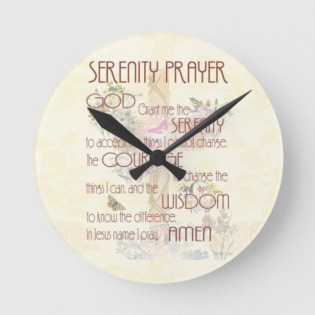 Serenity Prayer Runde Wanduhr (Vorderseite)
