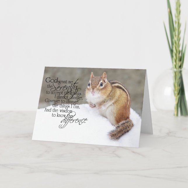 Serenity Prayer Snowy Chipmunk Feiertagskarte (Vorderseite)