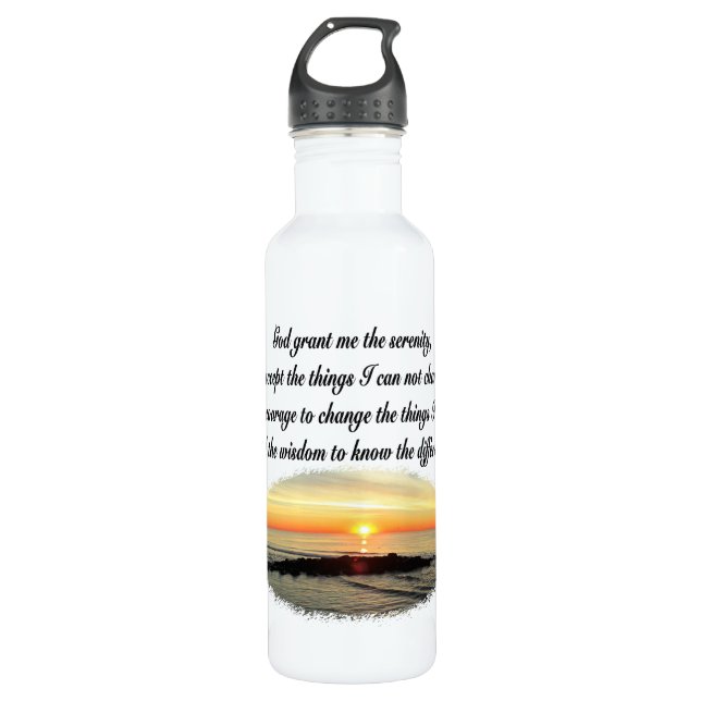 SERENITY PRAYER SUNRISE FOTO DESIGN EDELSTAHLFLASCHE (Vorderseite)