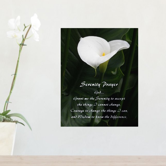 Serenity Prayer White Calla Lily Floral Foliendrucke (In Situ (Eingangstisch))