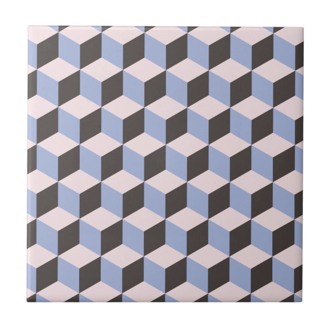 Serenity und Würfel-Muster des Rosen-Quarz-3D Fliese (Vorderseite)