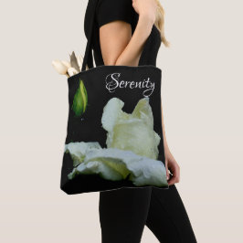 Serenity White Rosenknospe Inspirational Words Tasche