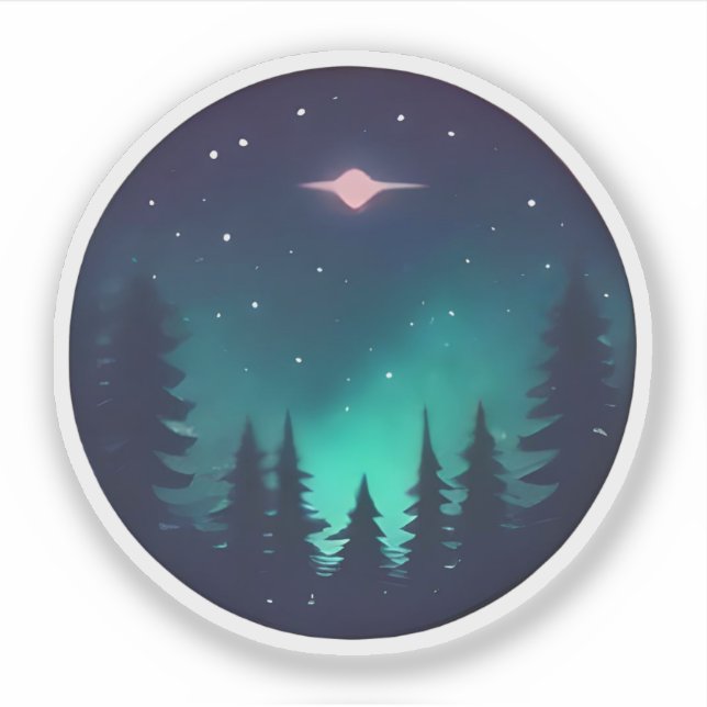Serenwald unter kosmischem Glühen Aufkleber (Vorderseite)