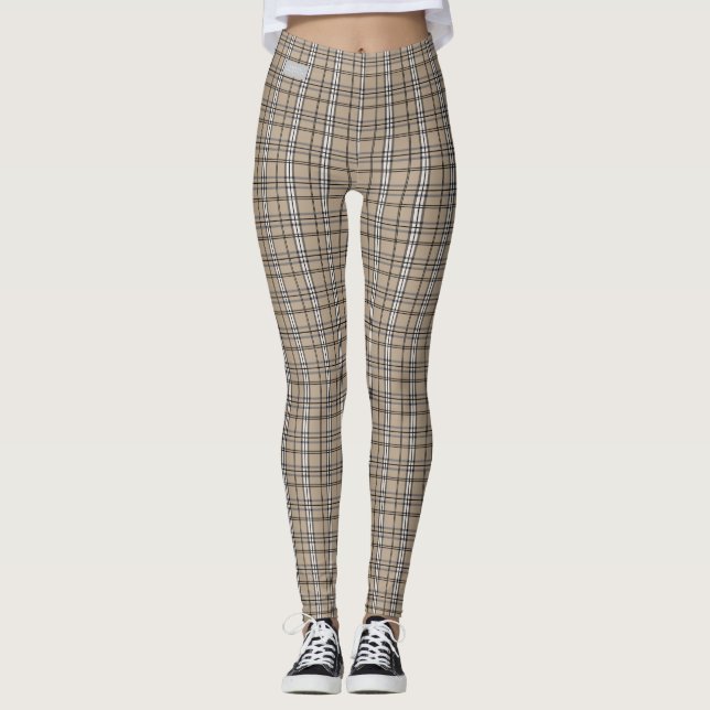 SERESHKI SAMMLUNG graue beige karierte Leggings (Vorderseite)
