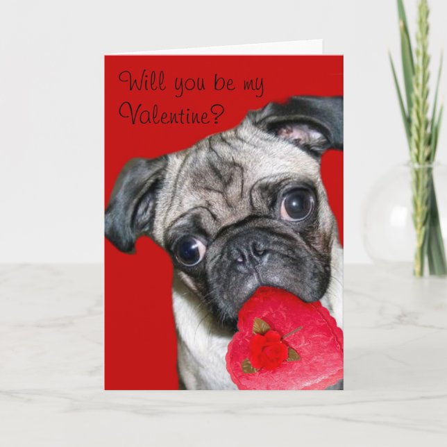 Serez-vous ma carte de voeux carlin Valentine ? (Devant)