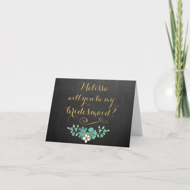 Serez-Vous Ma Carte Florale Chalkboard Bridesmaid  (Devant)