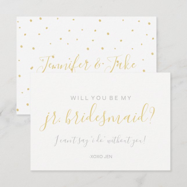 Serez-Vous Ma Carte Jr.Bridesmd - Gold Dots White (Devant / Derrière)