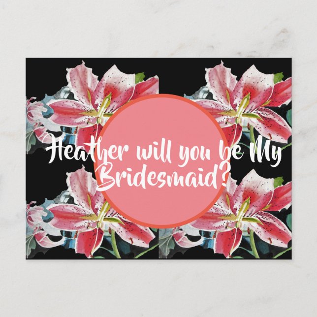Serez-Vous Ma Femme D'Accueil ? Carte postale Lily (Devant)