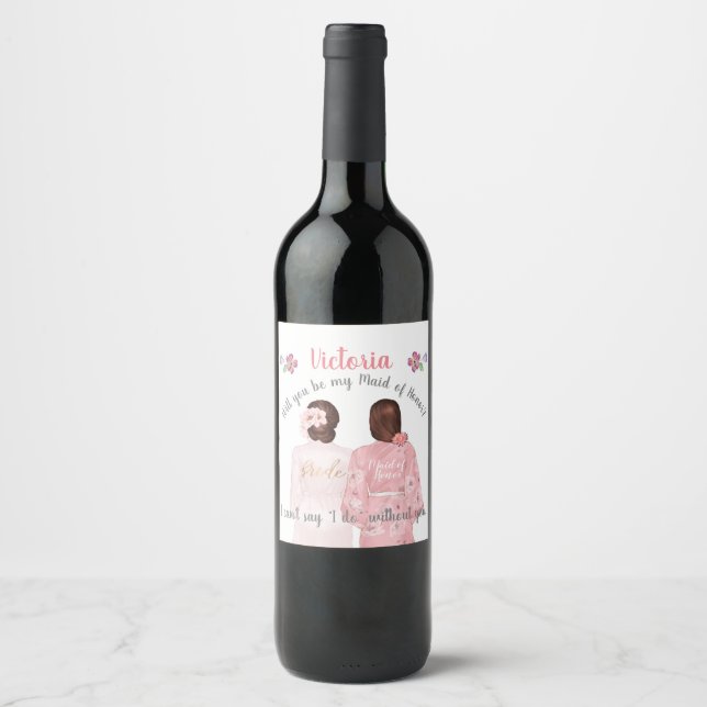 Serez-vous ma femme d'honneur étiquette du vin bru (Devant)