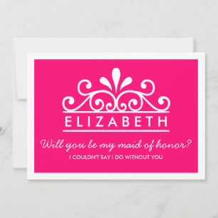 Serez-Vous Ma Fille D'Honneur ? Carte Tiara rose