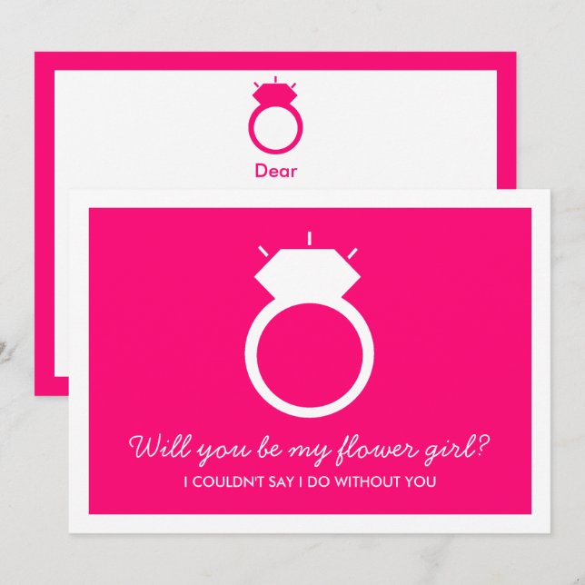 Serez-Vous Ma Fille Fleur ? Carte à anneaux rose (Devant / Derrière)