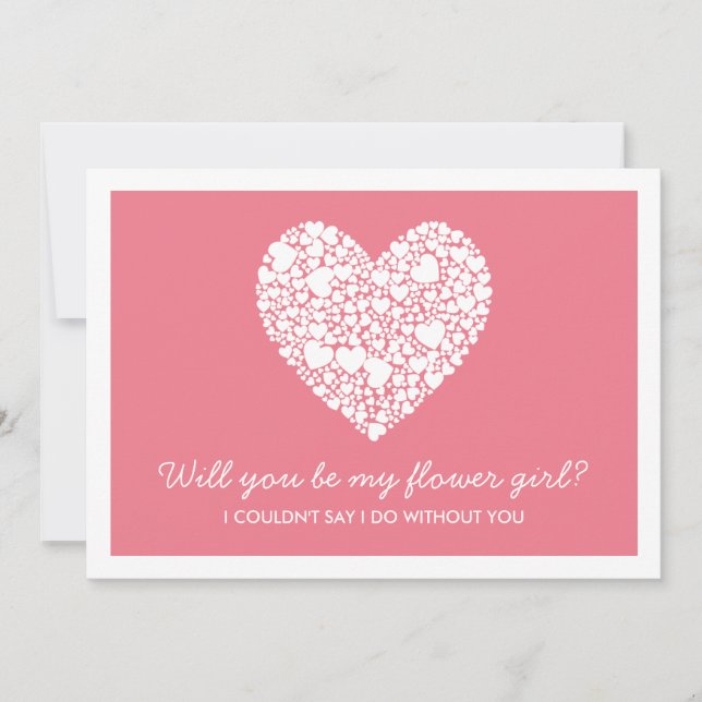 Serez-Vous Ma Fille Fleur ? Carte Coeur rose (Devant)