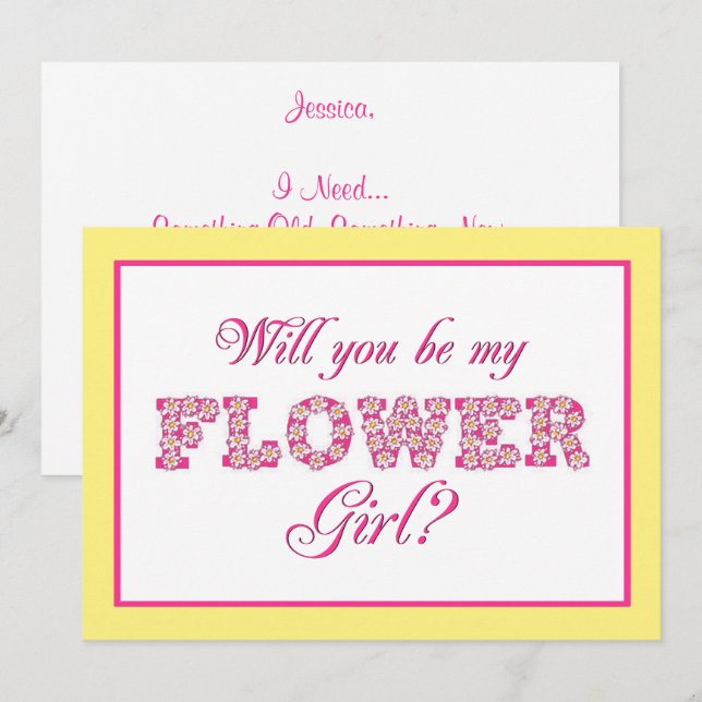 Serez-Vous Ma Fille Fleur ? Carte de mariage perso (Devant / Derrière)