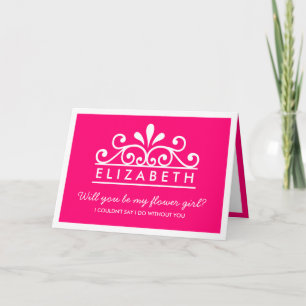 Serez-Vous Ma Fille Fleur ? Carte Tiara rose