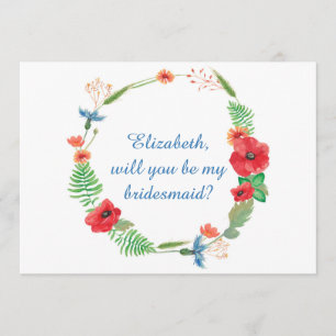 "Serez-vous ma servante d'honneur" invitation flor