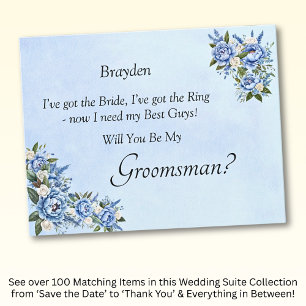 Serez-Vous Mon Groomsman ? Carte Blue Peony
