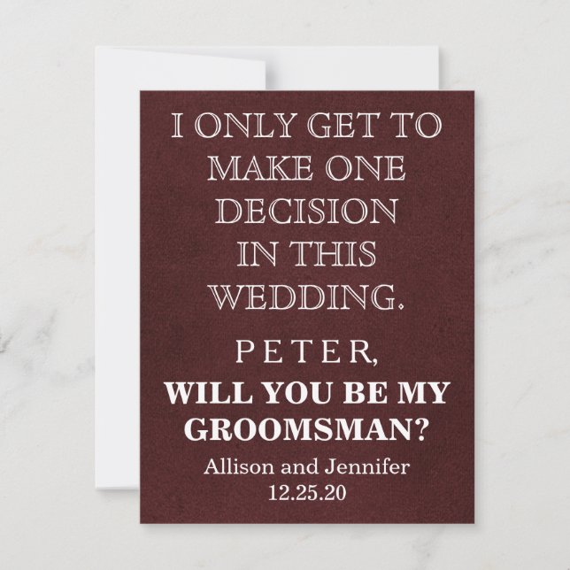 Serez-vous mon Groomsman ? Invitation personnalisé (Devant)