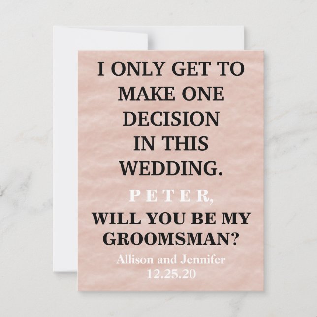 Serez-vous mon Groomsman ? Invitation personnalisé (Devant)