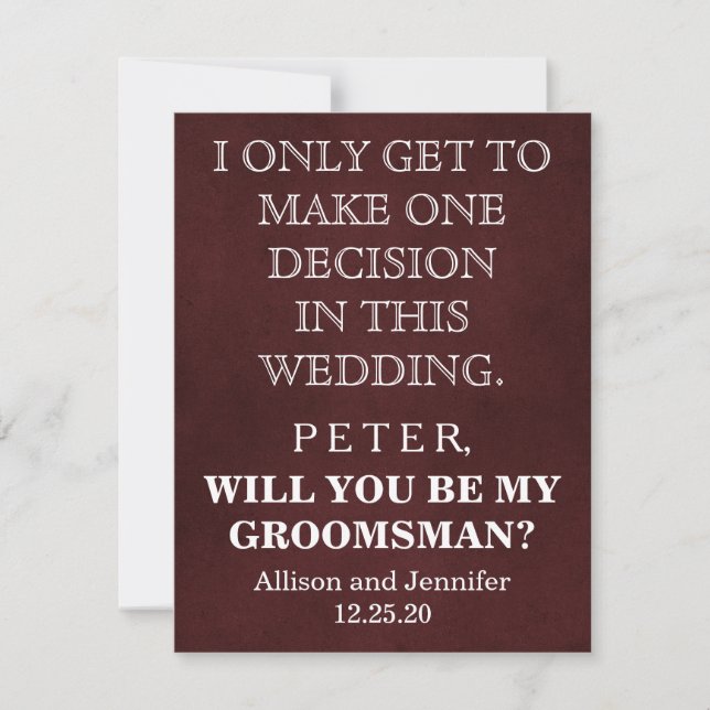 Serez-vous mon Groomsman ? Invitation personnalisé (Devant)