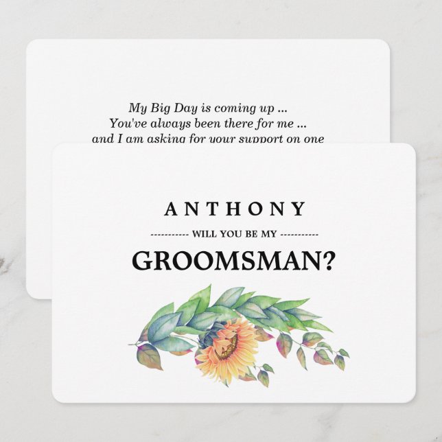 Serez-vous mon Groomsman ? Invitations personnalis (Devant / Derrière)