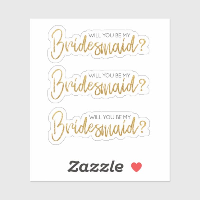 Serez-Vous Mon Sticker Bridesmaid Gold Sparkles (Feuille)