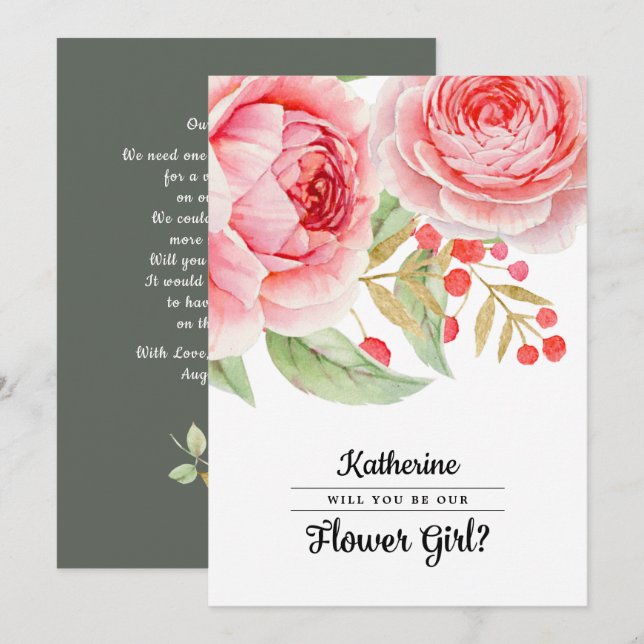 Serez-vous notre Flower Girl ? Carte d'invitation (Devant / Derrière)