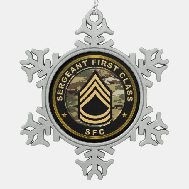 Sergeant First Class SFC  Schneeflocken Zinn-Ornament (Vorderseite)