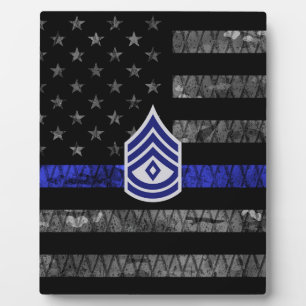 Sergeant mit Diamond Thin Blue Line Distressed Fl Fotoplatte